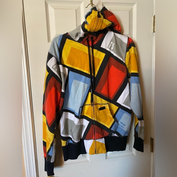 Billabong Other - Rare Billabong Cover Face Full Zip Hoodie Mens Sz Small Multicolor Colorful